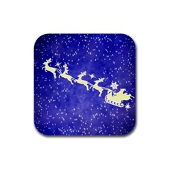 Santa-claus-with-reindeer Rubber Square Coaster (4 Pack) by nateshop