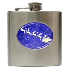 Santa-claus-with-reindeer Hip Flask (6 Oz) by nateshop