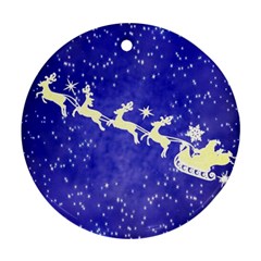 Santa-claus-with-reindeer Round Ornament (two Sides) by nateshop