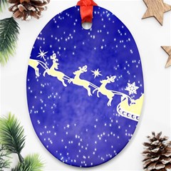 Santa-claus-with-reindeer Oval Ornament (two Sides) by nateshop