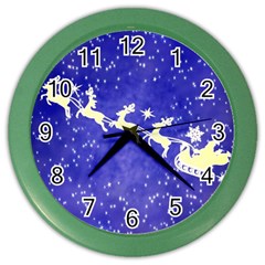 Santa-claus-with-reindeer Color Wall Clock by nateshop