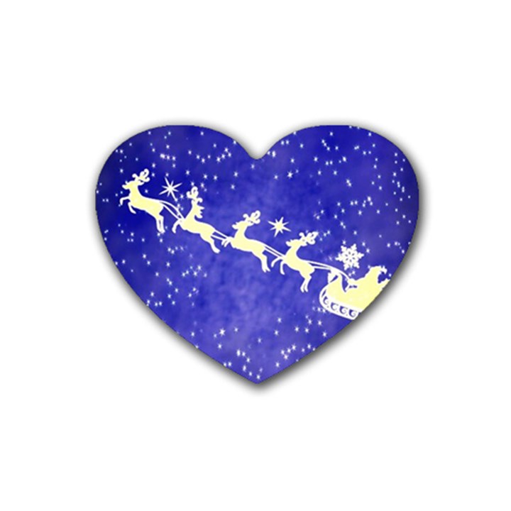 Santa-claus-with-reindeer Rubber Heart Coaster (4 pack)