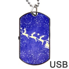 Santa-claus-with-reindeer Dog Tag Usb Flash (one Side) by nateshop