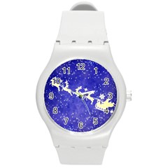 Santa-claus-with-reindeer Round Plastic Sport Watch (m) by nateshop