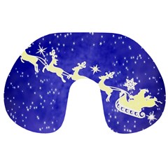 Santa-claus-with-reindeer Travel Neck Pillow by nateshop