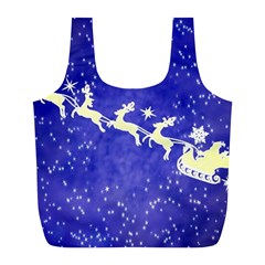 Santa-claus-with-reindeer Full Print Recycle Bag (l) by nateshop