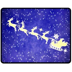 Santa-claus-with-reindeer Double Sided Fleece Blanket (medium)  by nateshop