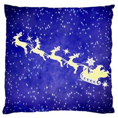 Santa-claus-with-reindeer Large Flano Cushion Case (two Sides) by nateshop