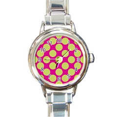 Seamless, Polkadot Round Italian Charm Watch by nateshop