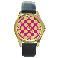 Seamless, Polkadot Round Gold Metal Watch by nateshop