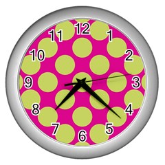 Seamless, Polkadot Wall Clock (silver) by nateshop