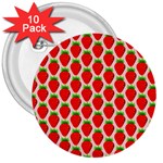 Strawberries 3  Buttons (10 pack)  Front