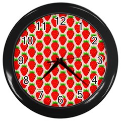 Strawberries Wall Clock (black) by nateshop