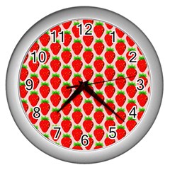 Strawberries Wall Clock (silver) by nateshop