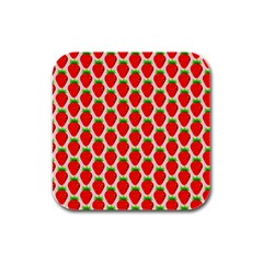 Strawberries Rubber Square Coaster (4 Pack) by nateshop