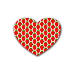 Strawberries Rubber Coaster (heart) by nateshop