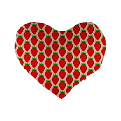 Strawberries Standard 16  Premium Flano Heart Shape Cushions by nateshop