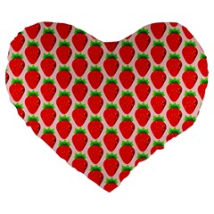 Strawberries Large 19  Premium Flano Heart Shape Cushions by nateshop