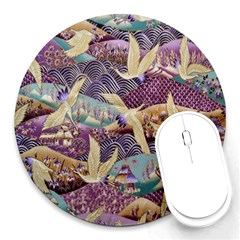 Textile Fabric Pattern Round Mousepads by nateshop