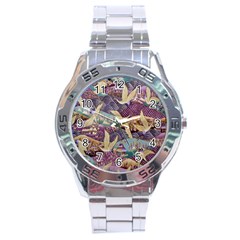 Textile Fabric Pattern Stainless Steel Analogue Watch by nateshop