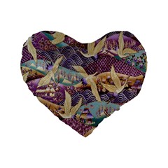 Textile Fabric Pattern Standard 16  Premium Flano Heart Shape Cushions by nateshop