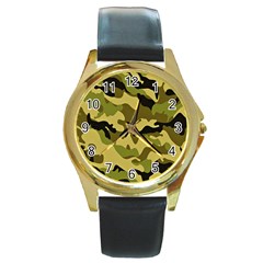 Texture 2 Round Gold Metal Watch by nateshop