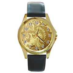 Texture Round Gold Metal Watch by nateshop