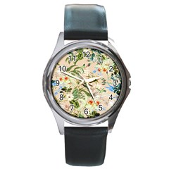 Tropical Fabric Textile Round Metal Watch by nateshop