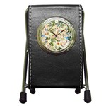 Tropical Fabric Textile Pen Holder Desk Clock Front