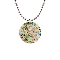 Tropical Fabric Textile 1  Button Necklace