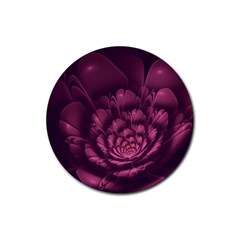 Fractal Blossom Flower Bloom Rubber Coaster (round) by Wegoenart