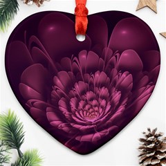 Fractal Blossom Flower Bloom Heart Ornament (two Sides) by Wegoenart