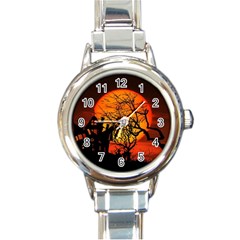 Night Full Moon Gespenstig Round Italian Charm Watch by Wegoenart