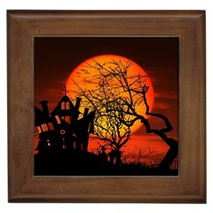 Night Full Moon Gespenstig Framed Tile by Wegoenart