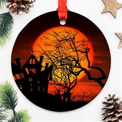 Night Full Moon Gespenstig Ornament (round) by Wegoenart