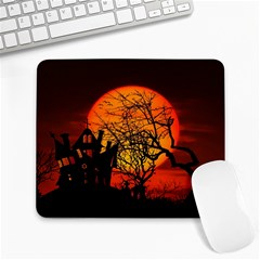 Night Full Moon Gespenstig Large Mousepads by Wegoenart