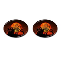 Night Full Moon Gespenstig Cufflinks (oval) by Wegoenart