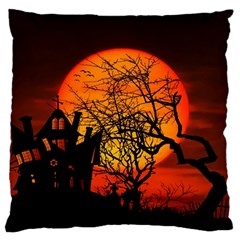 Night Full Moon Gespenstig Large Flano Cushion Case (one Side) by Wegoenart