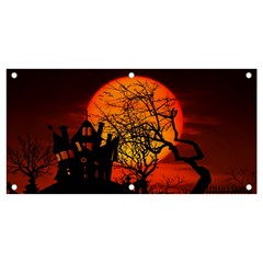 Night Full Moon Gespenstig Banner And Sign 4  X 2  by Wegoenart