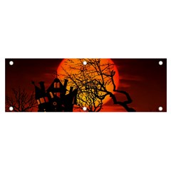 Night Full Moon Gespenstig Banner And Sign 6  X 2  by Wegoenart