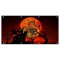 Night Full Moon Gespenstig Banner And Sign 8  X 4  by Wegoenart