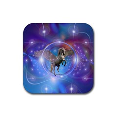 Unicorn Abstract Wave Line Rubber Coaster (square) by Wegoenart