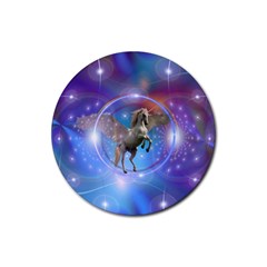 Unicorn Abstract Wave Line Rubber Coaster (round) by Wegoenart