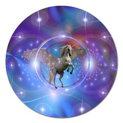 Unicorn Abstract Wave Line Magnet 5  (round) by Wegoenart