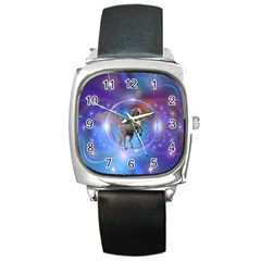 Unicorn Abstract Wave Line Square Metal Watch by Wegoenart