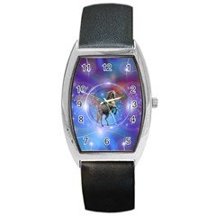 Unicorn Abstract Wave Line Barrel Style Metal Watch by Wegoenart