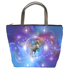 Unicorn Abstract Wave Line Bucket Bag by Wegoenart