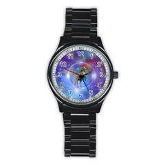 Unicorn Abstract Wave Line Stainless Steel Round Watch by Wegoenart