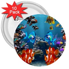 Aquarium Fish Tank Sea Life 3  Buttons (10 Pack)  by Wegoenart