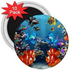 Aquarium Fish Tank Sea Life 3  Magnets (10 Pack)  by Wegoenart